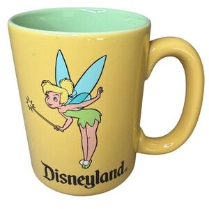Disney Parks Disneyland Tinker Bell Yellow Ceramic Coffee Mug Mint Green Inside